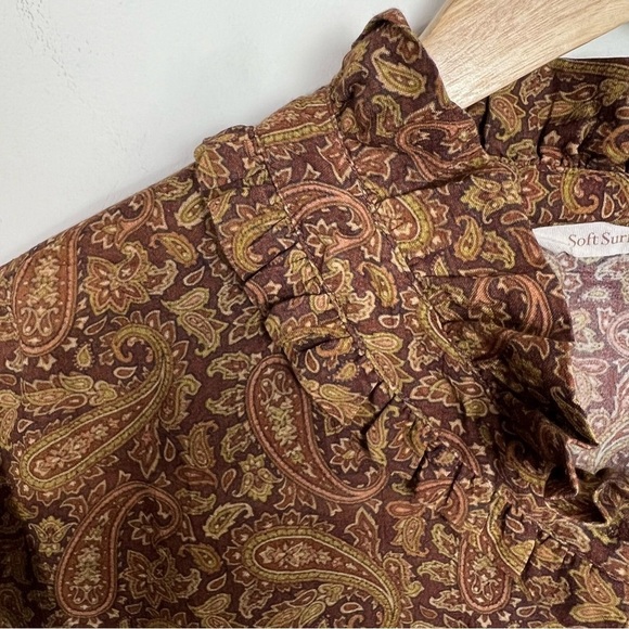 Soft Surrounding Paisley Print Ruffle Detail Button Down Shirt - Picture 9 of 10